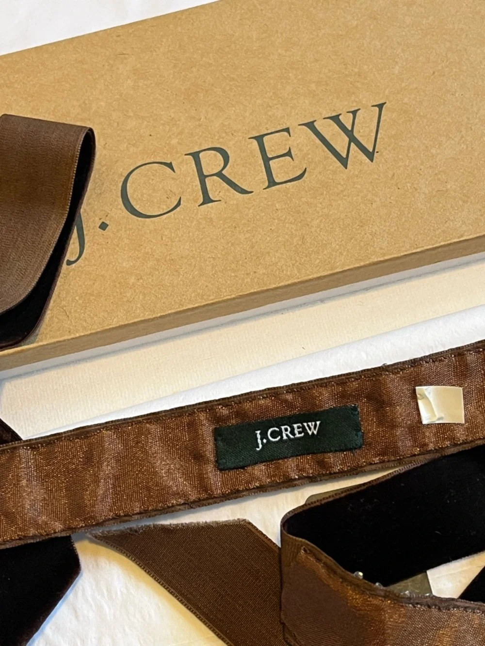 J. Crew Beaded Jeweled Sash Belt in Chocolate Brown Velvet with Clear Beads
